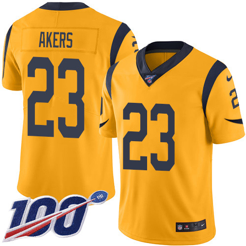 Nike Rams #23 Cam Akers Gold Youth Stitched NFL Limited Rush 100th Season Jersey